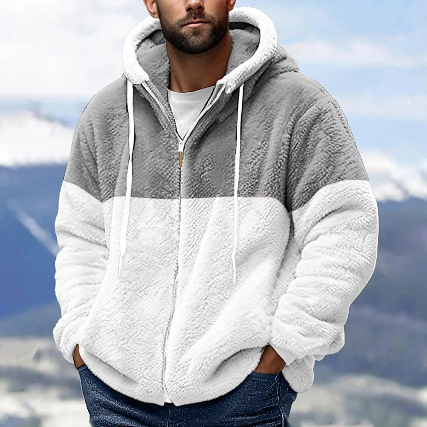 Fuzzy Hoodie Men Fleece Sweater Lightweight Jackets Long Sleeve Classic Multicolor Sweatshirts