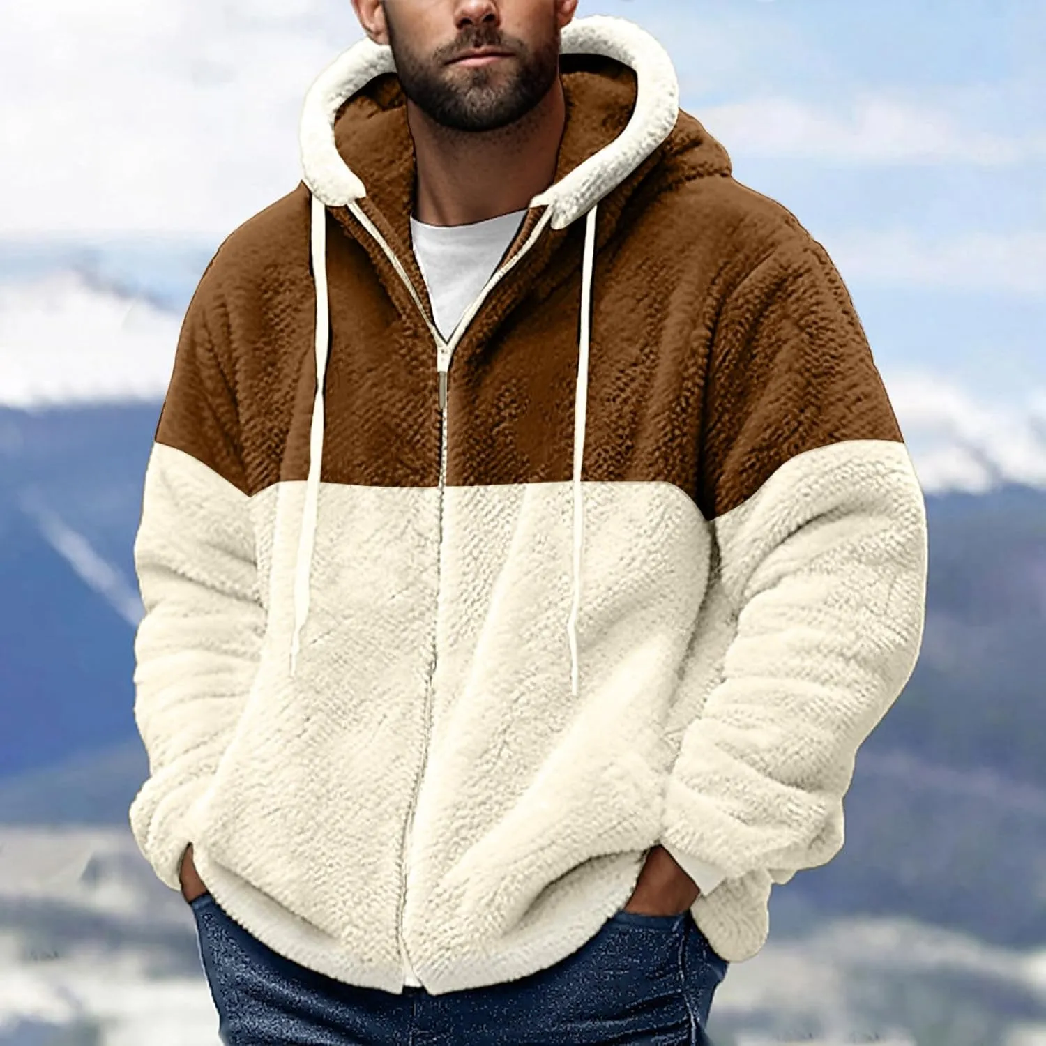 Fuzzy Hoodie Men Fleece Sweater Lightweight Jackets Long Sleeve Classic Multicolor Sweatshirts
