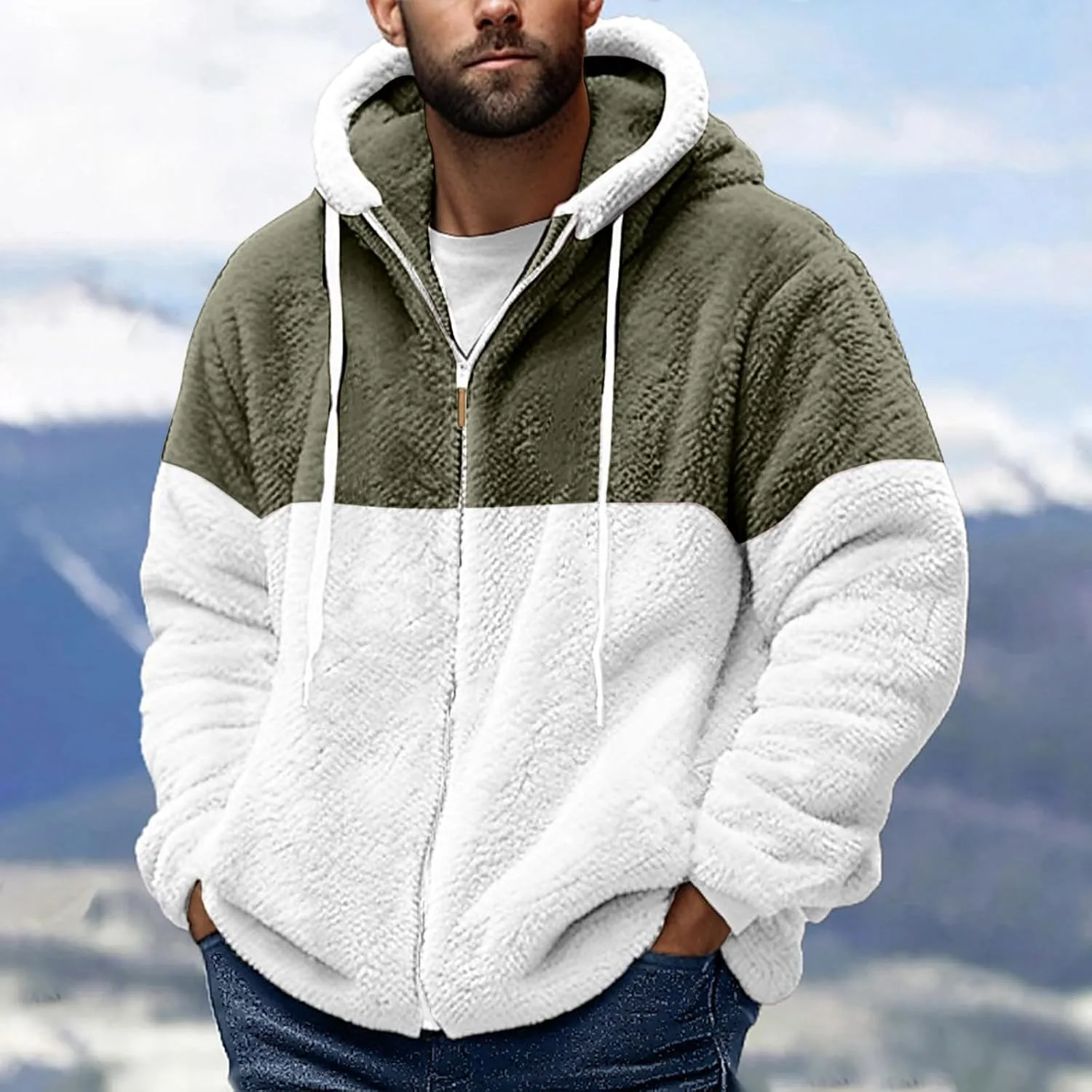 Fuzzy Hoodie Men Fleece Sweater Lightweight Jackets Long Sleeve Classic Multicolor Sweatshirts