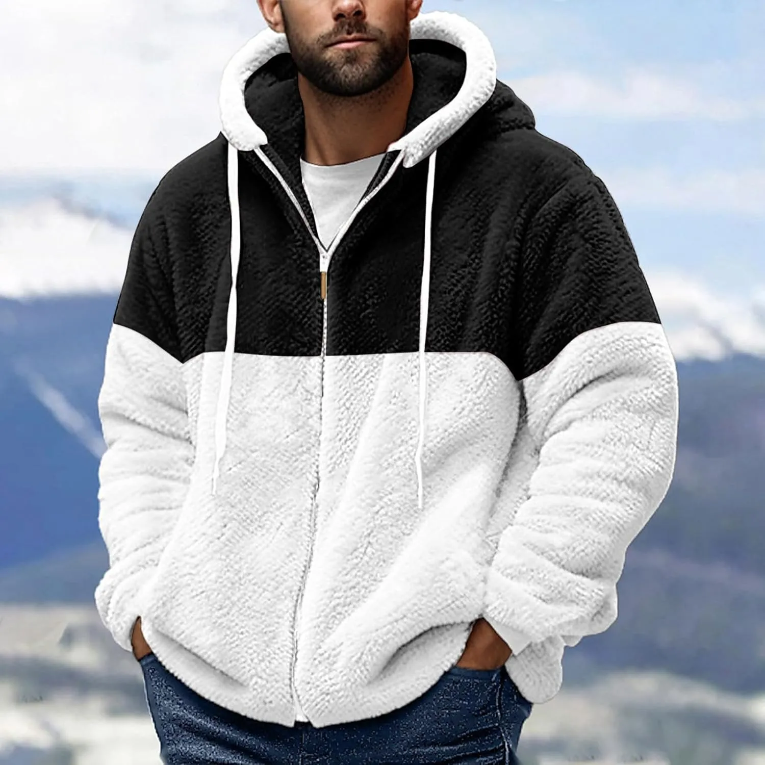 Fuzzy Hoodie Men Fleece Sweater Lightweight Jackets Long Sleeve Classic Multicolor Sweatshirts