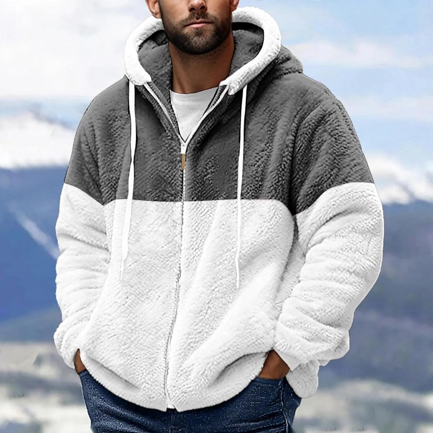 Fuzzy Hoodie Men Fleece Sweater Lightweight Jackets Long Sleeve Classic Multicolor Sweatshirts