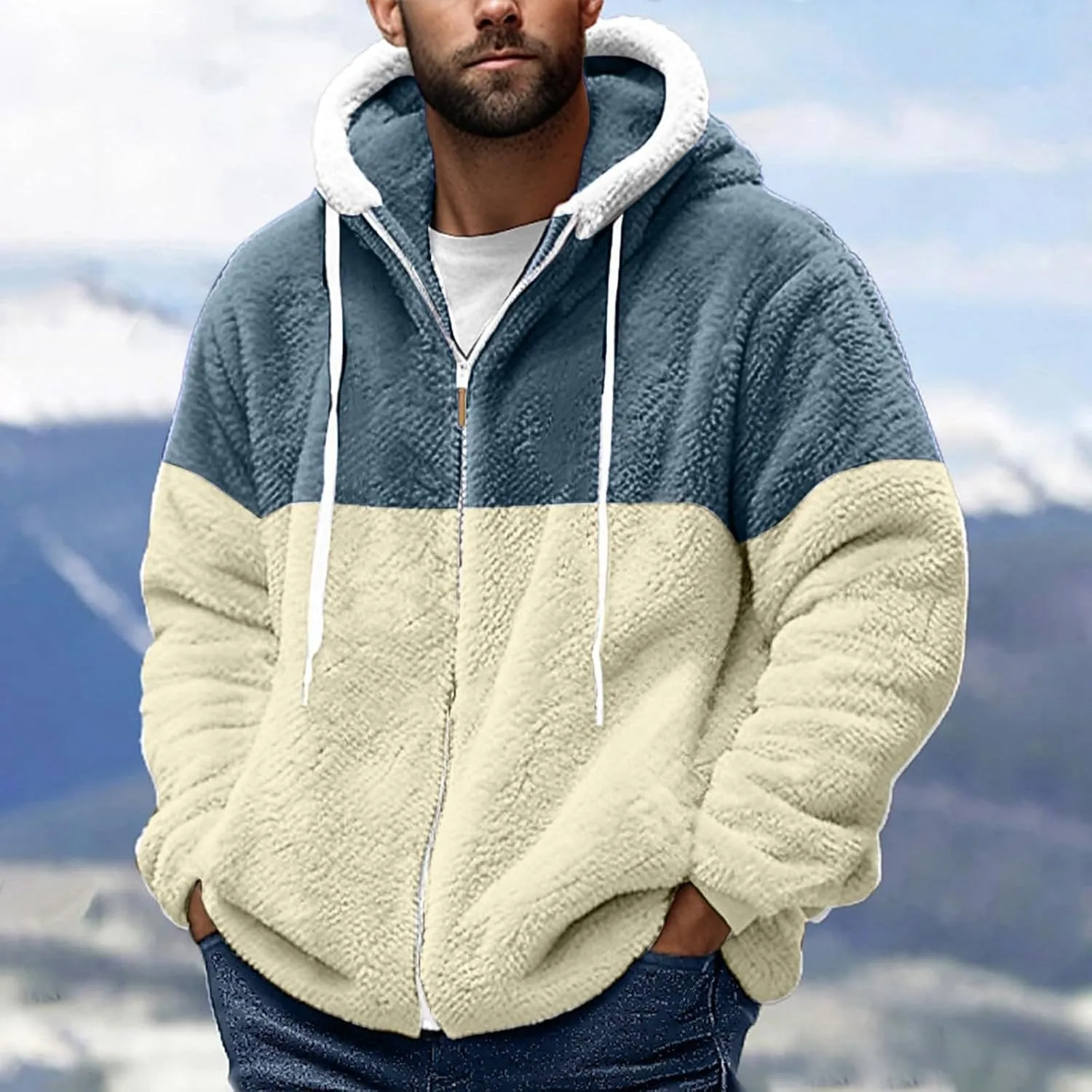 Fuzzy Hoodie Men Fleece Sweater Lightweight Jackets Long Sleeve Classic Multicolor Sweatshirts