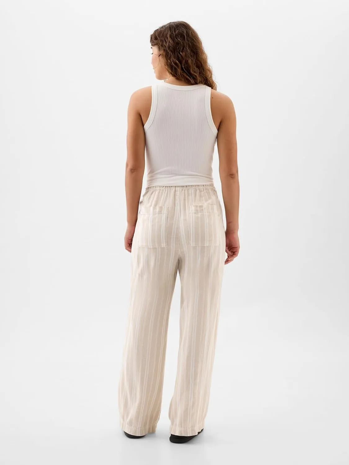 GAP Women's Wide Leg Linen Pull on Pant