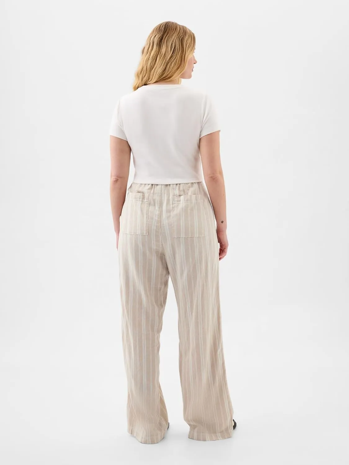 GAP Women's Wide Leg Linen Pull on Pant