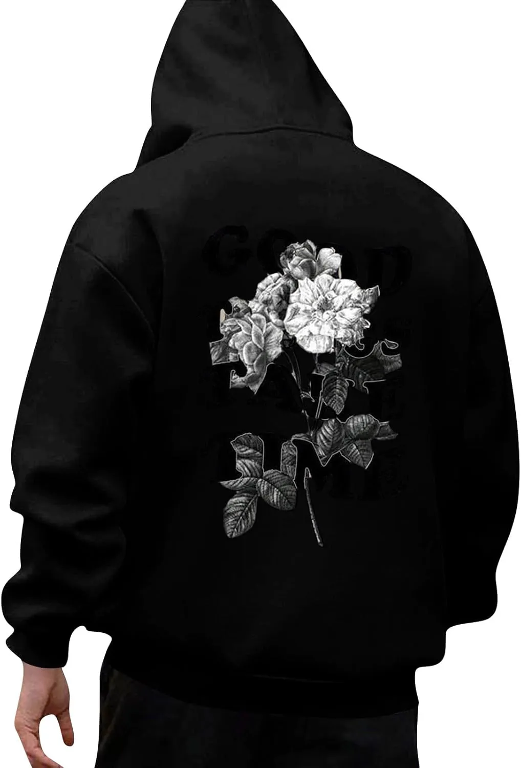 GOFULY Mens Sweatshirts Fall Good Things Take Time Letter Print Hoodies Design Long Sleeve Hoodies Pullover Lightweight
