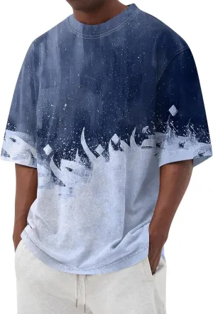 Graphic Shirts for Men Casual Fashion Short Sleeve Printed Crewneck Big and Tall Summer Beach Tshirts Loose Fit Shirt