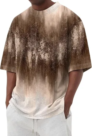 Graphic Shirts for Men Casual Fashion Short Sleeve Printed Crewneck Big and Tall Summer Beach Tshirts Loose Fit Shirt