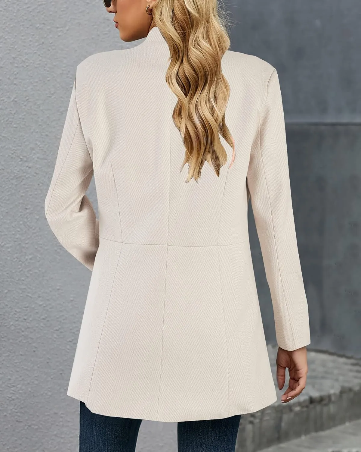 Grlasen Women's Long Pea Coats Winter Wool Jackets Lapel Slim Fit Outerwear Dressy Casual Elegant Warm Overcoats