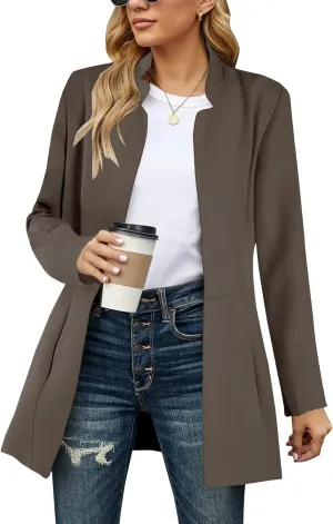 Grlasen Women's Long Pea Coats Winter Wool Jackets Lapel Slim Fit Outerwear Dressy Casual Elegant Warm Overcoats