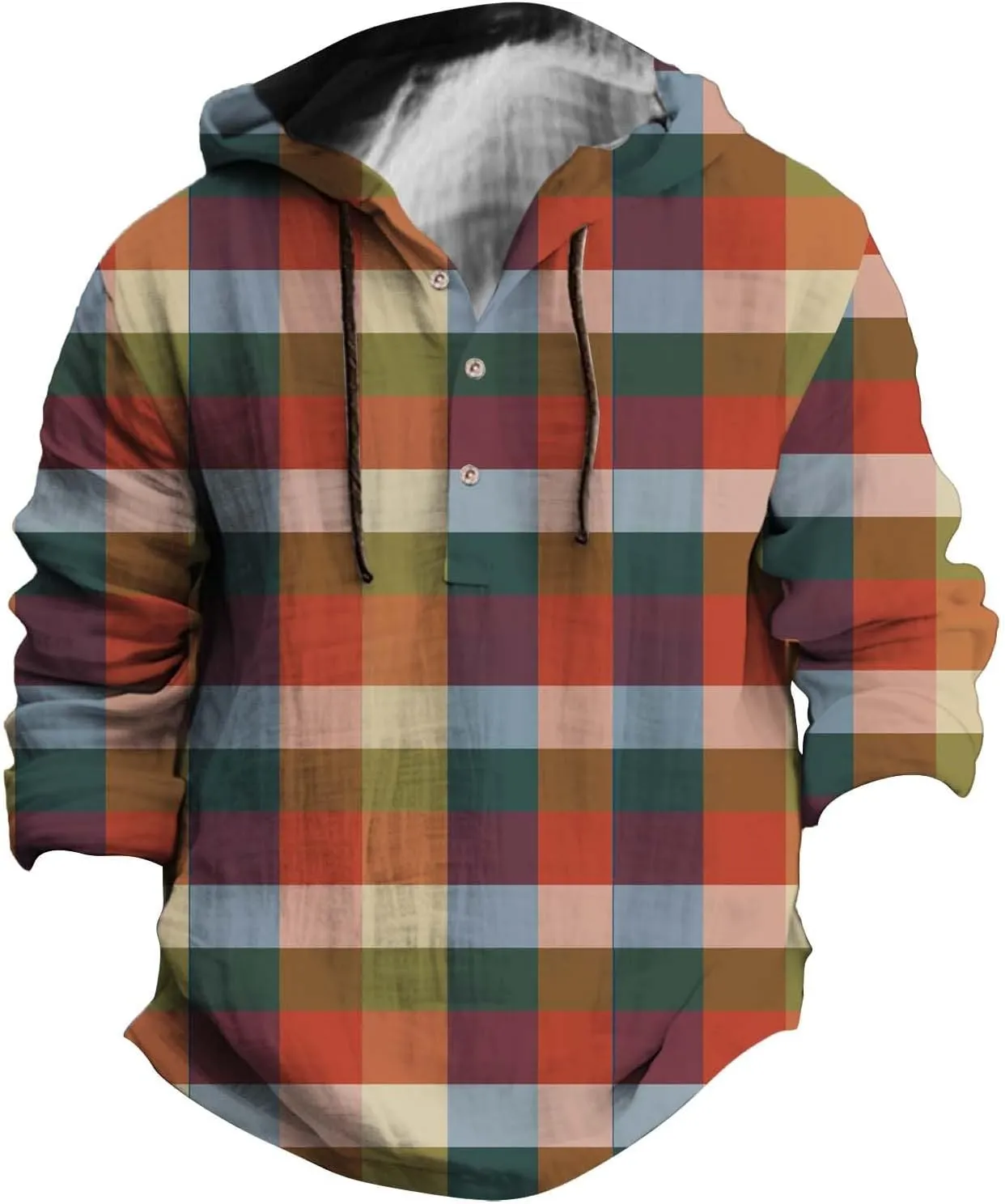 Hoodie for Men Drawstring Casual Beach Shirt Men's Casual Fashion Hooded Spring and Long Sleeve Hippie Men's