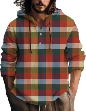 Hoodie for Men Drawstring Casual Beach Shirt Men's Casual Fashion Hooded Spring and Long Sleeve Hippie Men's