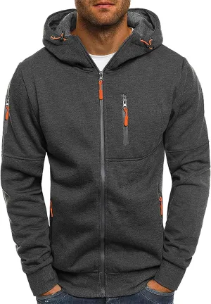 Hoodies for Men Full Zip Lightweight Sweatshirt Winter Fashion Hooded Casual Sports Tops with Pockets