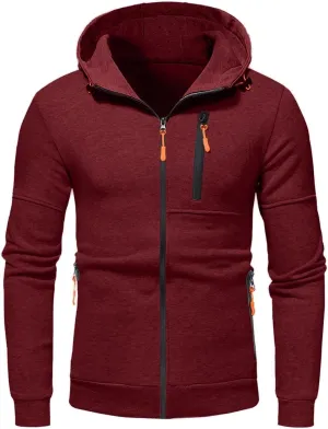 Hoodies for Men Full Zip Lightweight Sweatshirt Winter Fashion Hooded Casual Sports Tops with Pockets