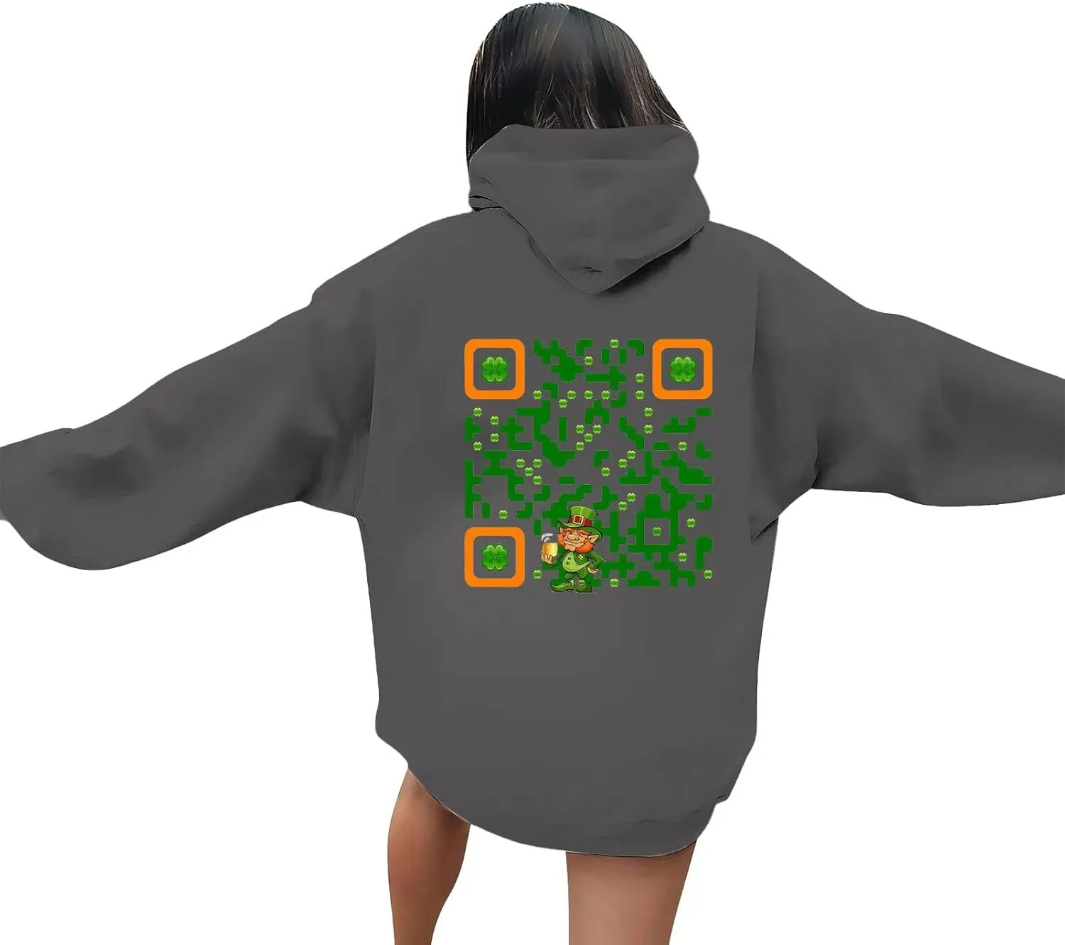 Hoodies for Women Plus Size Casual Long Sleeve Graphic Hoodies Drawstring Pullover Sweatshirts with Pocket