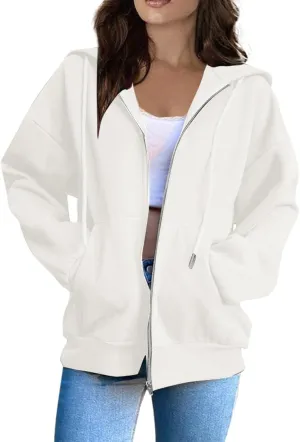 Hoodies for Women Zip Hoodies for Women Long Sleeved Zippered Solid Color with Pockets Casual Fashion Plus Size Hoodies