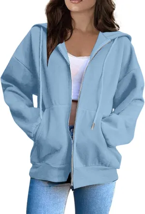 Hoodies for Women Zip Hoodies for Women Long Sleeved Zippered Solid Color with Pockets Casual Fashion Plus Size Hoodies