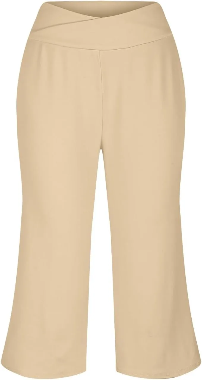 LCMTWX Cargo Pants Women Cropped Elastic Pants for Women Fashion Casual Fashion Shorts Women's Capris and Cropped Pants