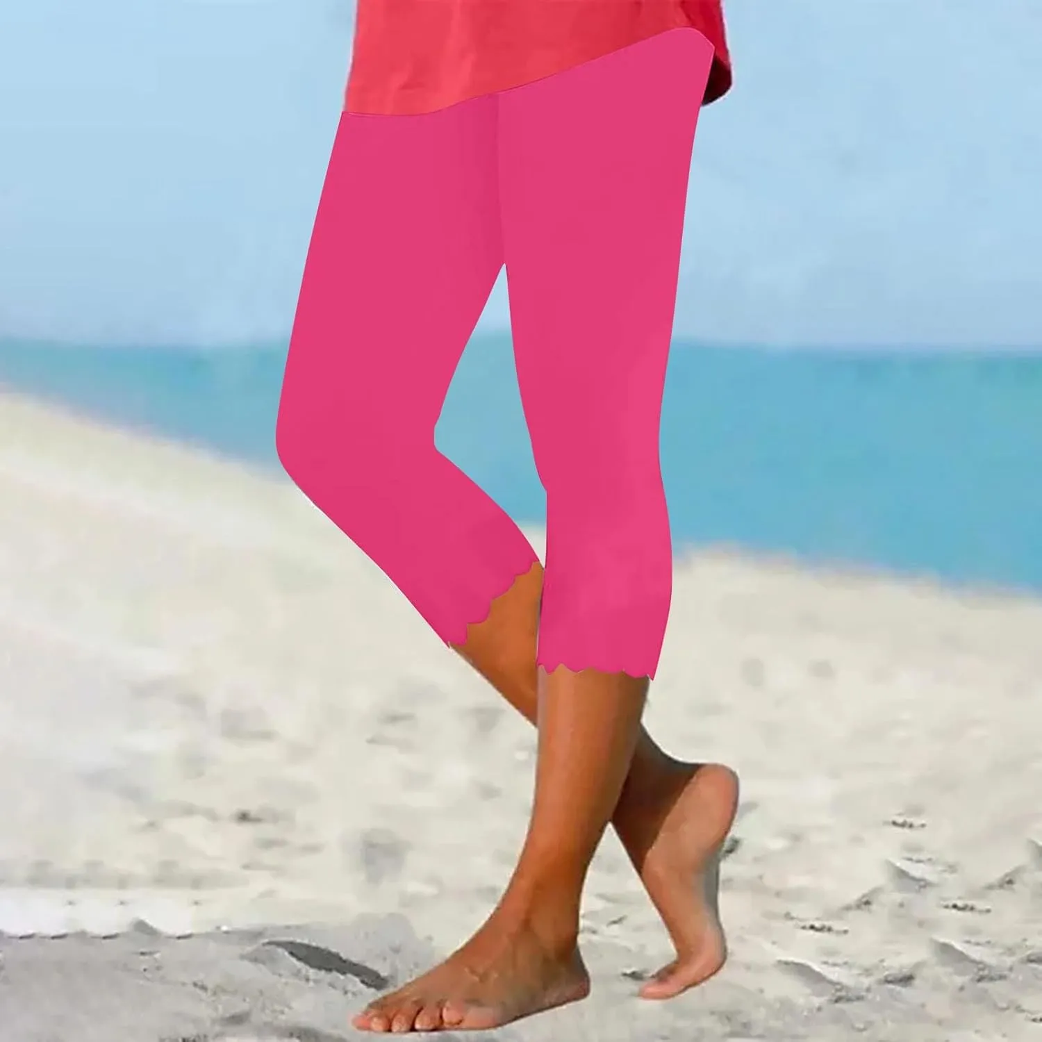 LCMTWX Cargo Pants Women Cropped Elastic Pants for Women Fashion Casual Fashion Shorts Women's Capris and Cropped Pants