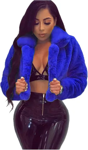 LCMTWX Fleece Cropped Jacket Faux Fur Winter Solid Turn Down Collar Coat Jacket Outerwear Warm Outerwear Fall Winter Fur