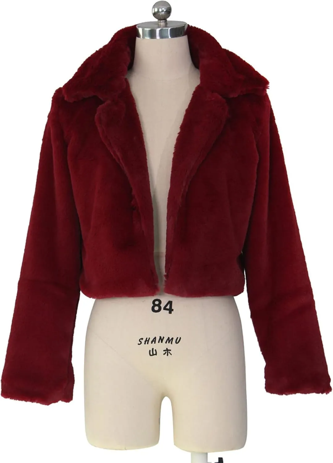 LCMTWX Fleece Cropped Jacket Faux Fur Winter Solid Turn Down Collar Coat Jacket Outerwear Warm Outerwear Fall Winter Fur