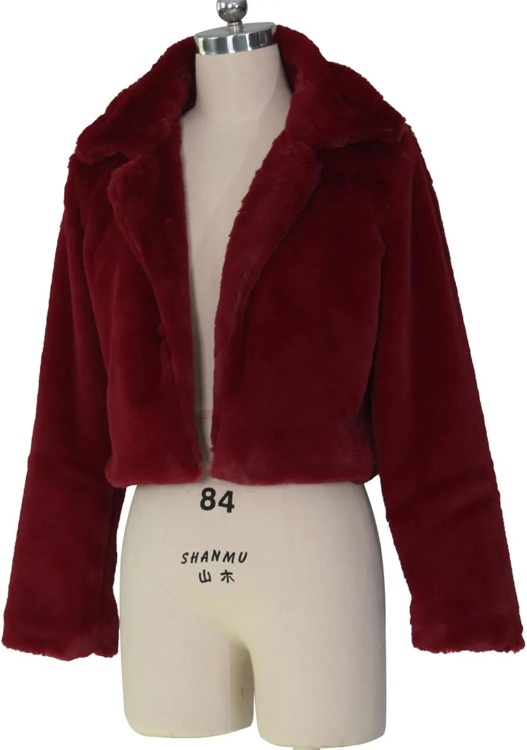 LCMTWX Fleece Cropped Jacket Faux Fur Winter Solid Turn Down Collar Coat Jacket Outerwear Warm Outerwear Fall Winter Fur