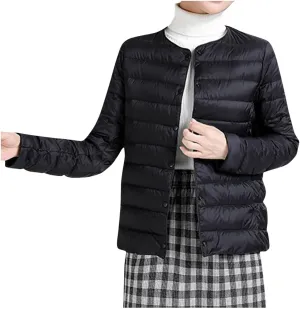 Lightweight Puffer Jacket Women Button Down Jacket Packable Down Jacket Quilted Insulated Jacket Trendy Winter Coat