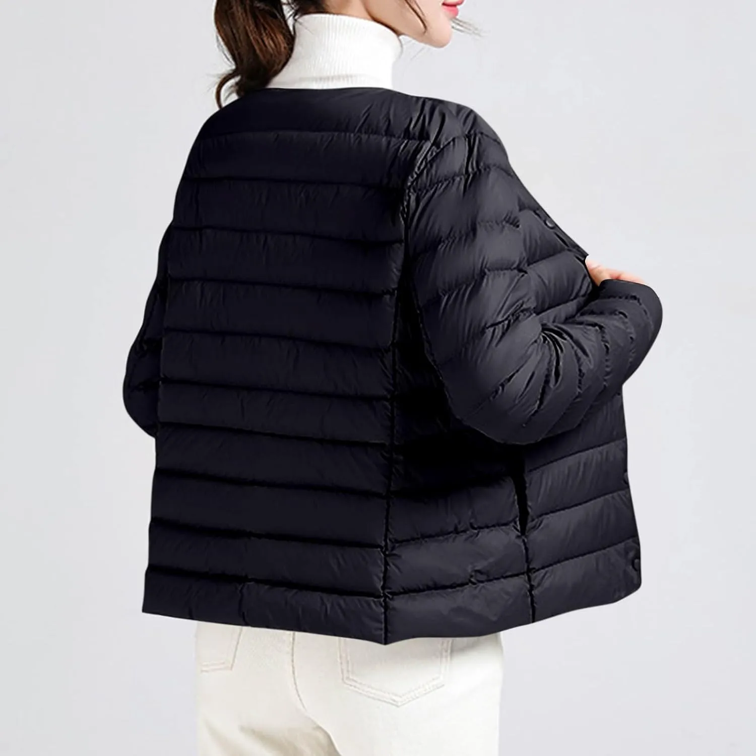Lightweight Puffer Jacket Women Button Down Jacket Packable Down Jacket Quilted Insulated Jacket Trendy Winter Coat