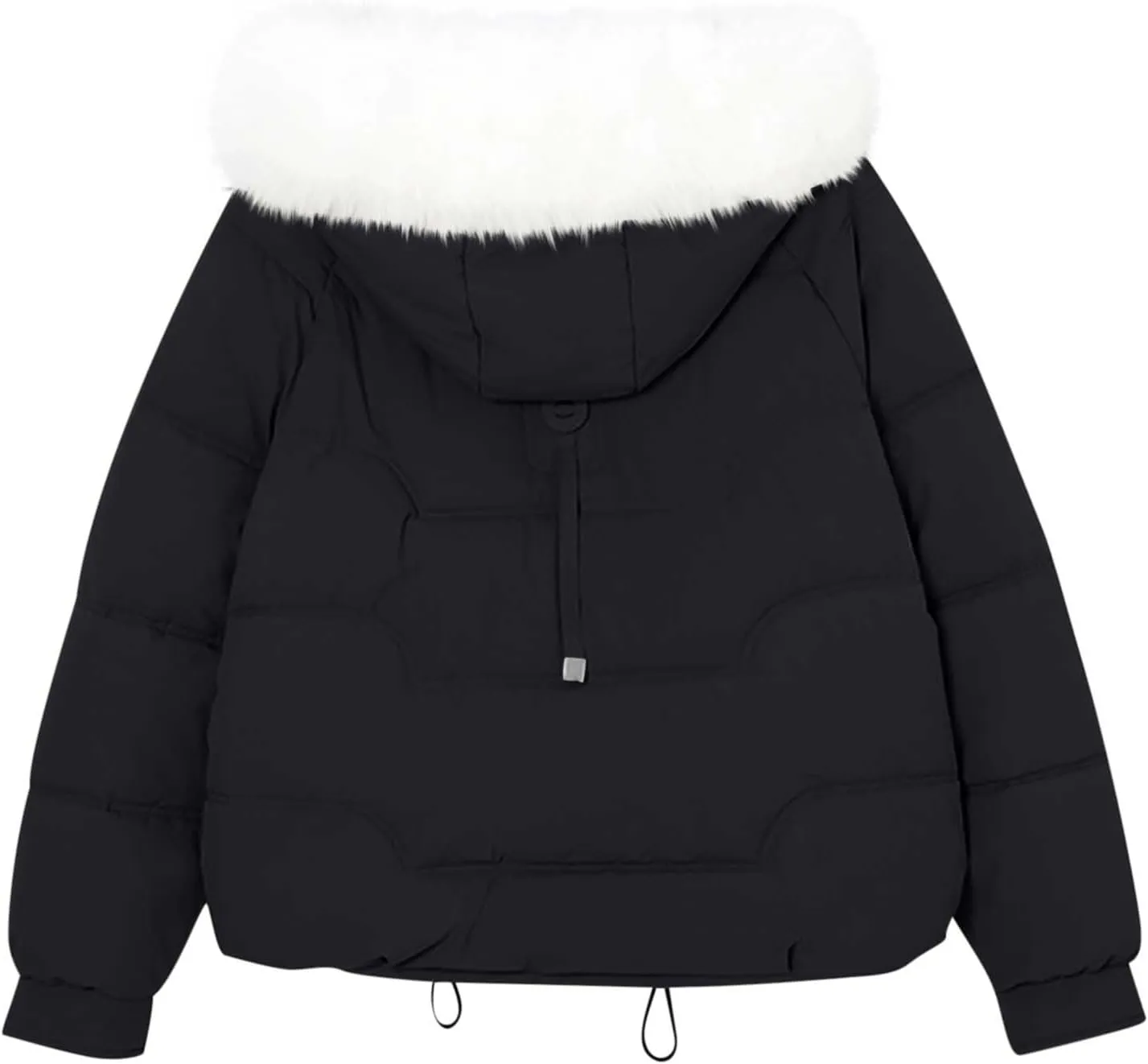 Lmdudan Women Puffer Jacket Warm Thickened Zip Up Down Jackets Quilted Parkas with Faux Fur Hood Casual Outerwear with Pocket