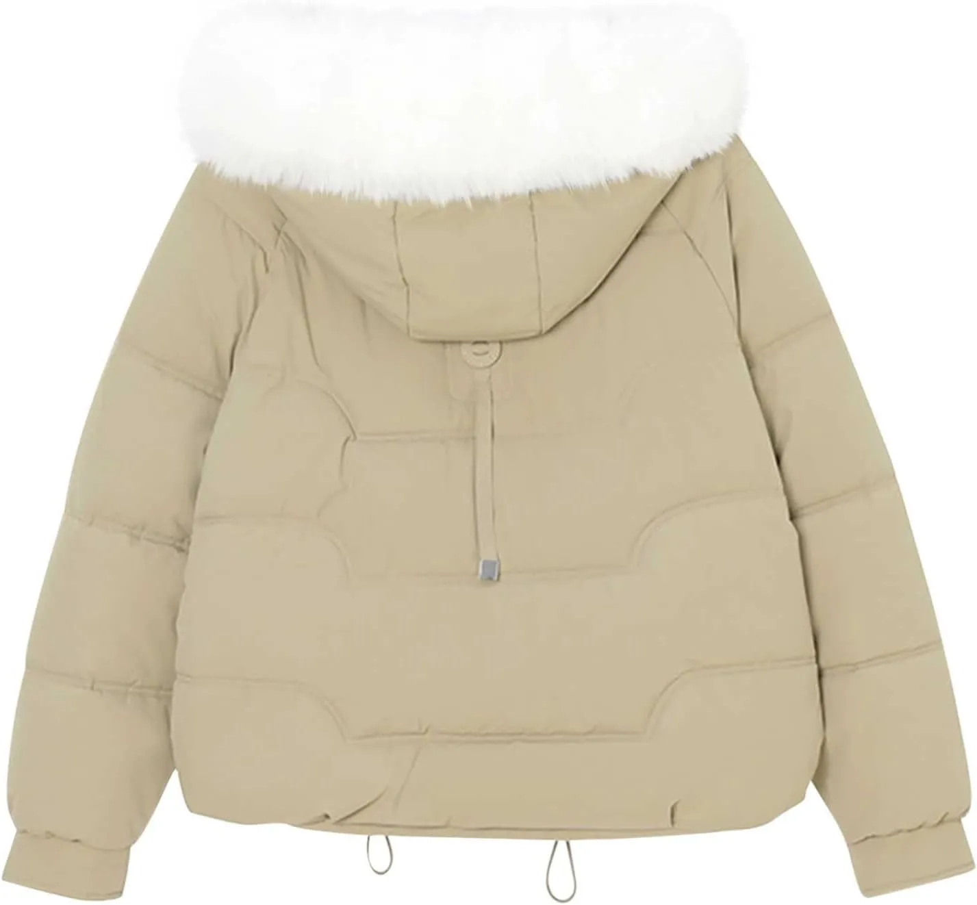 Lmdudan Women Puffer Jacket Warm Thickened Zip Up Down Jackets Quilted Parkas with Faux Fur Hood Casual Outerwear with Pocket