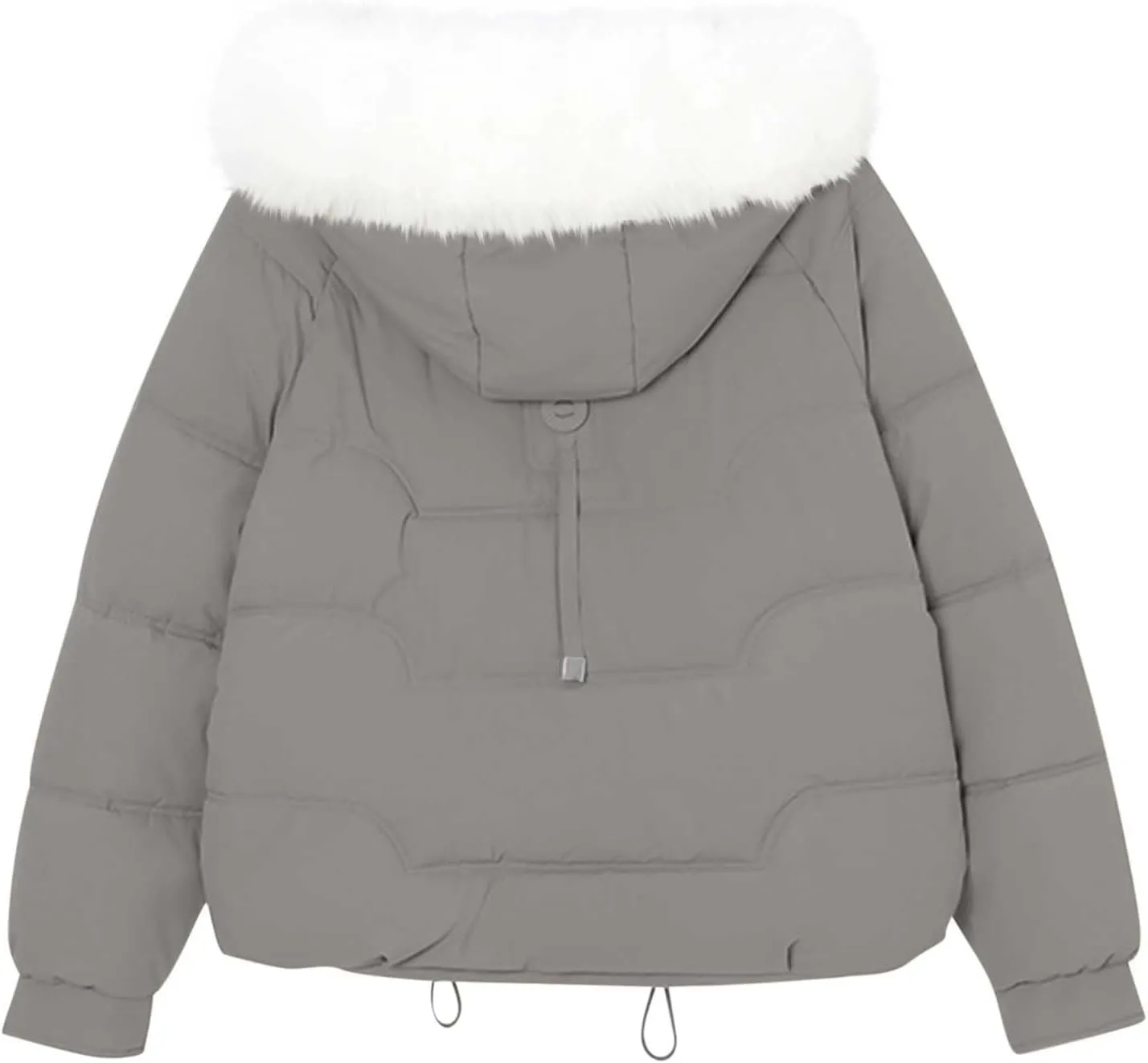 Lmdudan Women Puffer Jacket Warm Thickened Zip Up Down Jackets Quilted Parkas with Faux Fur Hood Casual Outerwear with Pocket