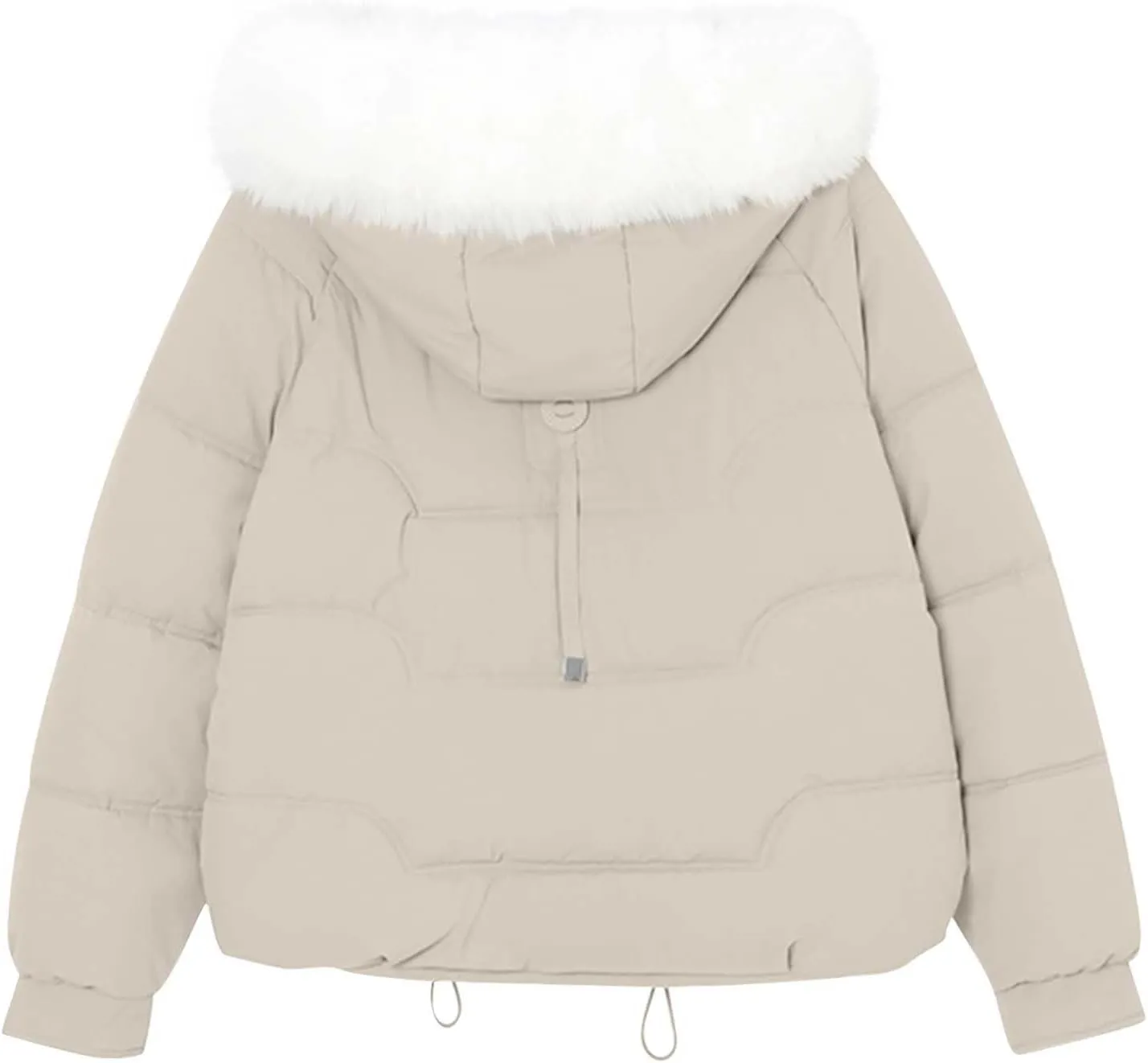 Lmdudan Women Puffer Jacket Warm Thickened Zip Up Down Jackets Quilted Parkas with Faux Fur Hood Casual Outerwear with Pocket