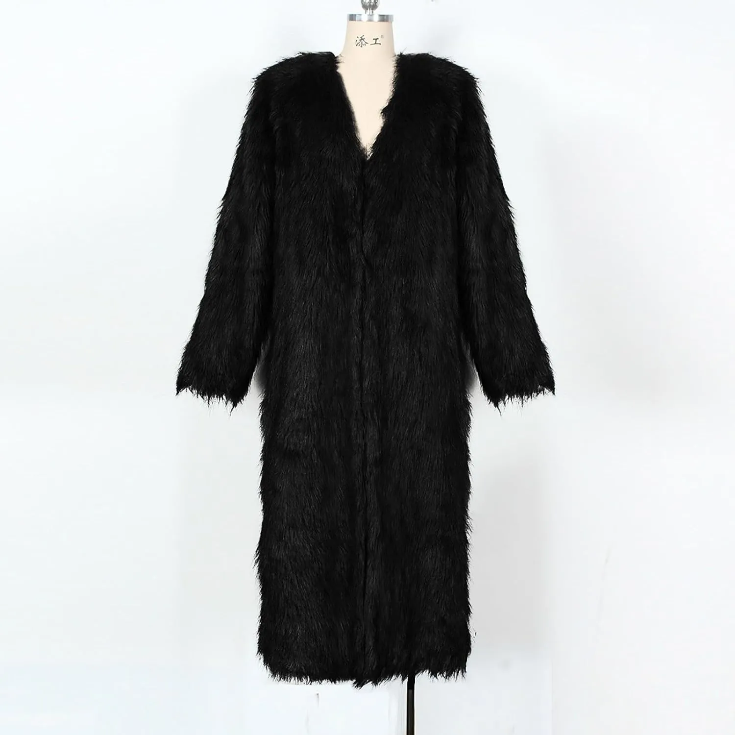Long Faux Fur Coat Women 2025 Winter Warm Fuzzy Fleece Open Front Long Sleeve Jacket Plus Size Fur Trench Coat