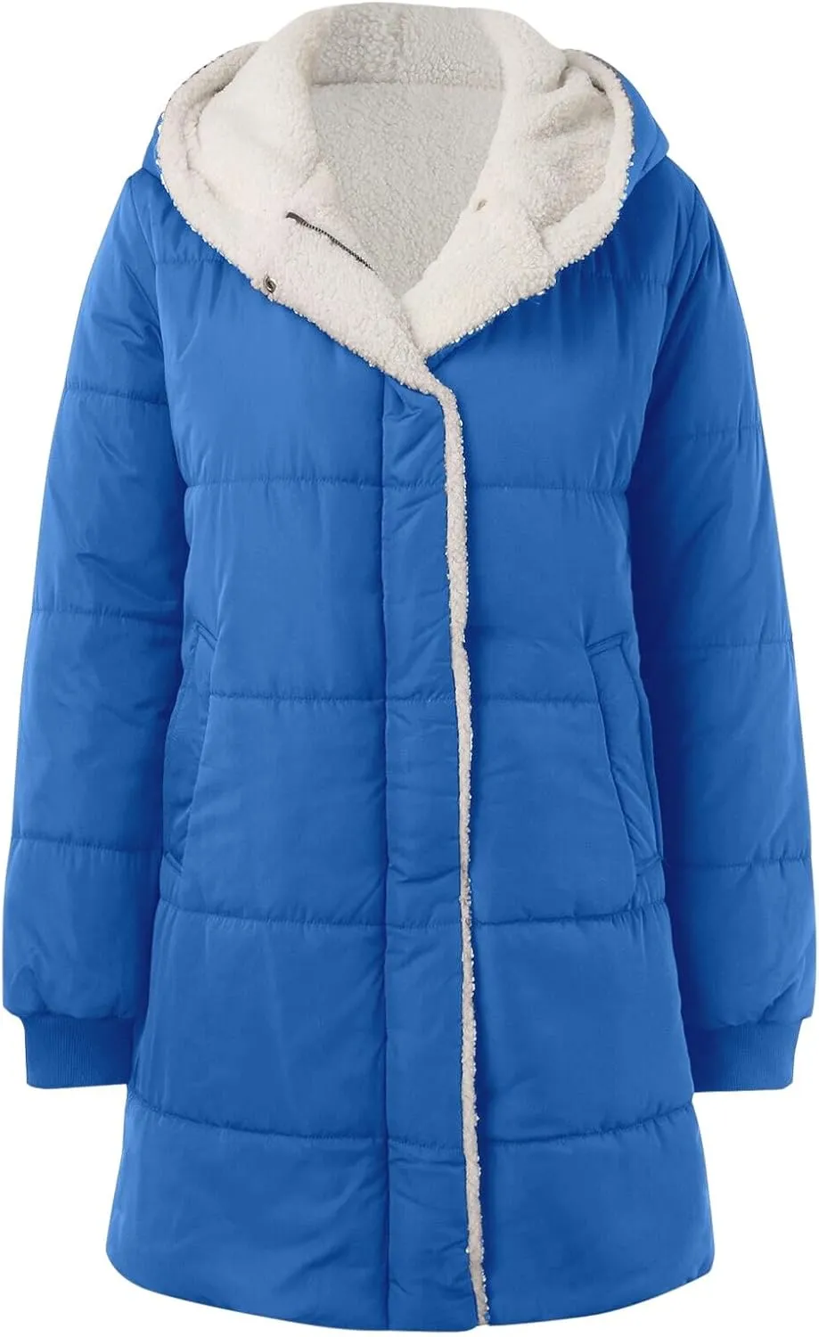 Long Puffer Coat for Women Winter Thickened Down Jacket Warm Down Jacket Hooded Outwear Cotton Jacket with Pockets