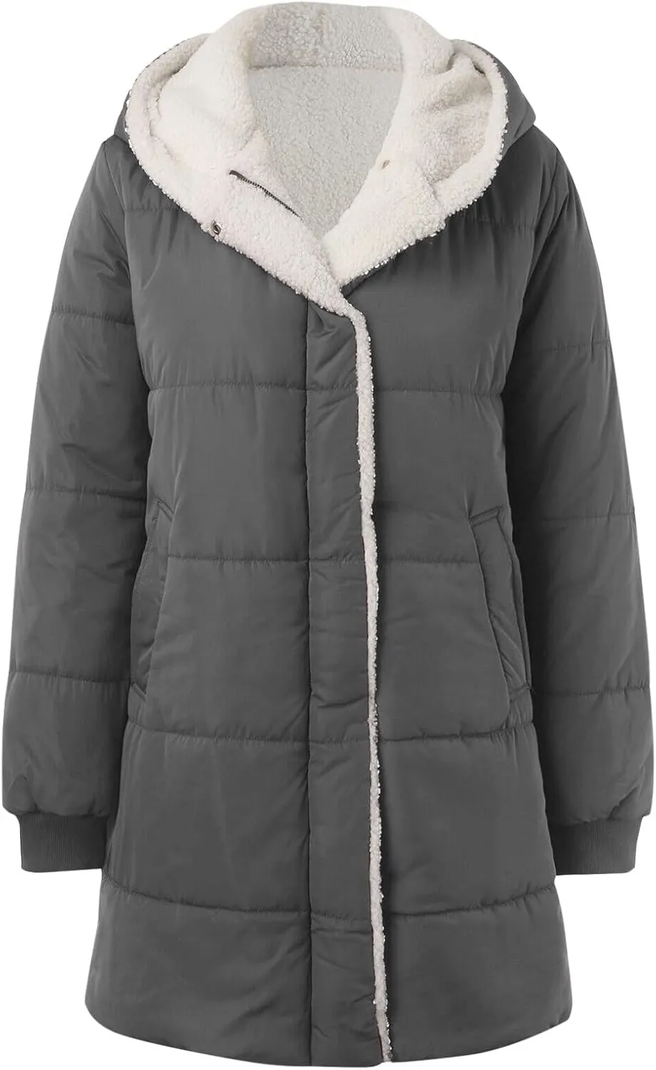 Long Puffer Coat for Women Winter Thickened Down Jacket Warm Down Jacket Hooded Outwear Cotton Jacket with Pockets