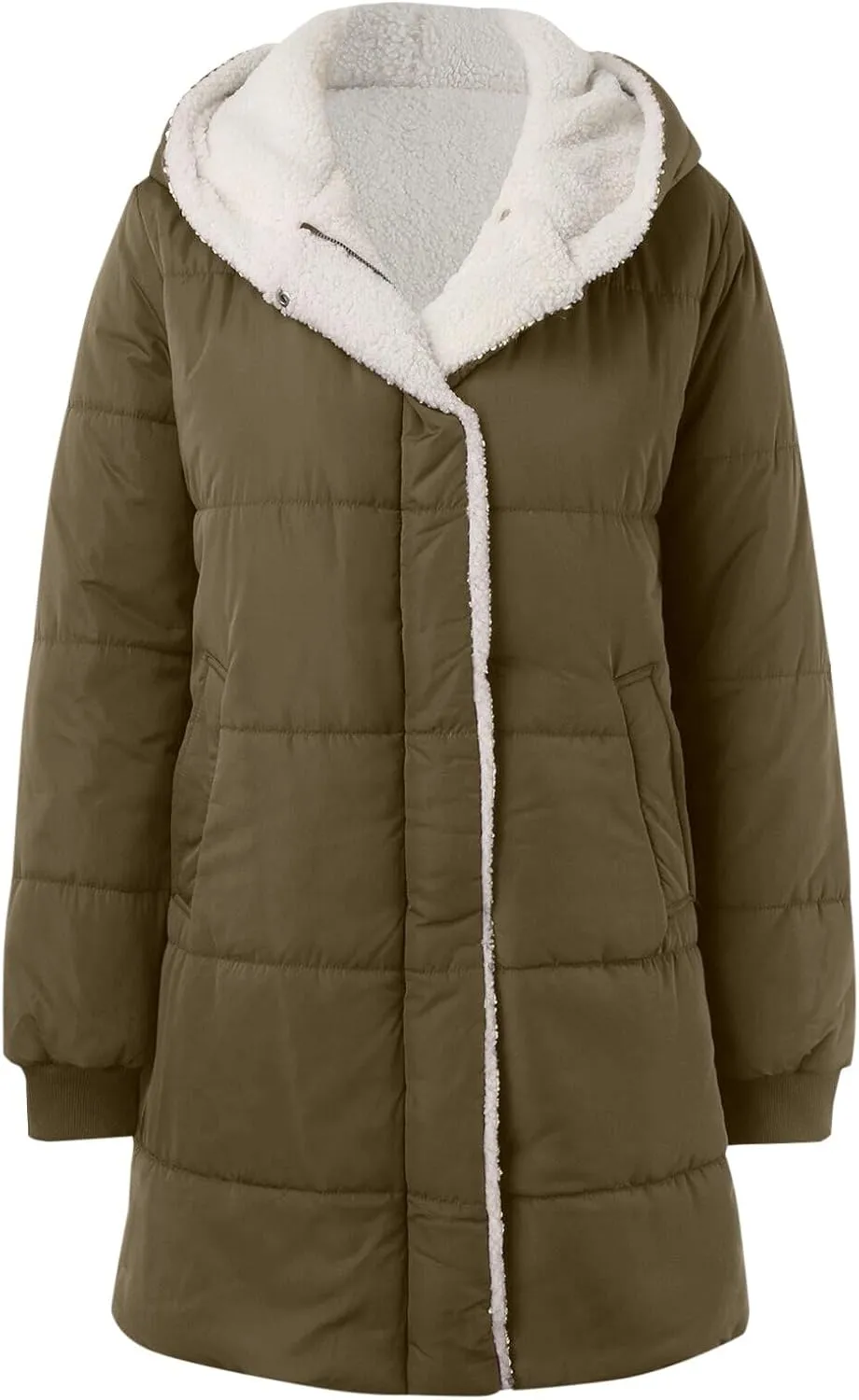 Long Puffer Coat for Women Winter Thickened Down Jacket Warm Down Jacket Hooded Outwear Cotton Jacket with Pockets