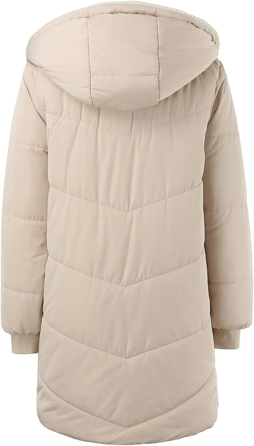 Long Puffer Coat for Women Winter Thickened Down Jacket Warm Down Jacket Hooded Outwear Cotton Jacket with Pockets