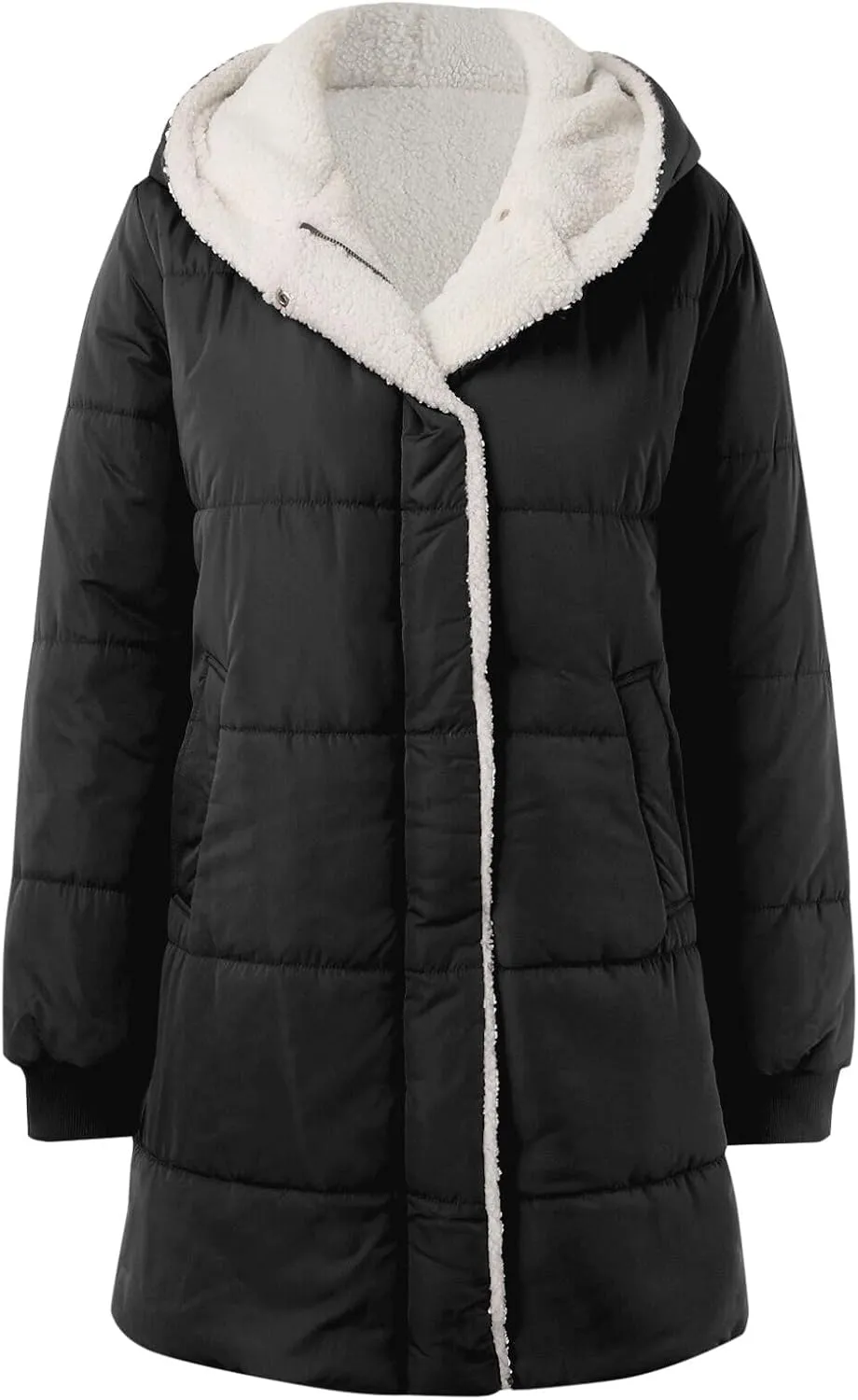 Long Puffer Coat for Women Winter Thickened Down Jacket Warm Down Jacket Hooded Outwear Cotton Jacket with Pockets