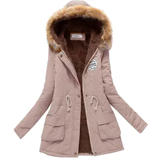 Long Winter Coats for Women Casual Long Sleeve Fleece Lined Jacket Slim Warm Hooded Padded Coat 2024 Fashion Outwear