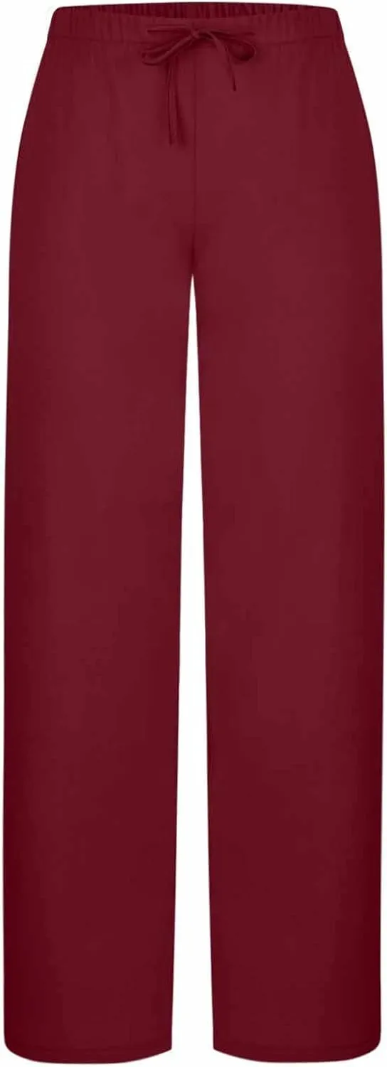 Lounge Pants Women Flowy Beach Pants Linen Palazzo Pants Summer Elastic Pants Workout Soft Pants Long Trousers
