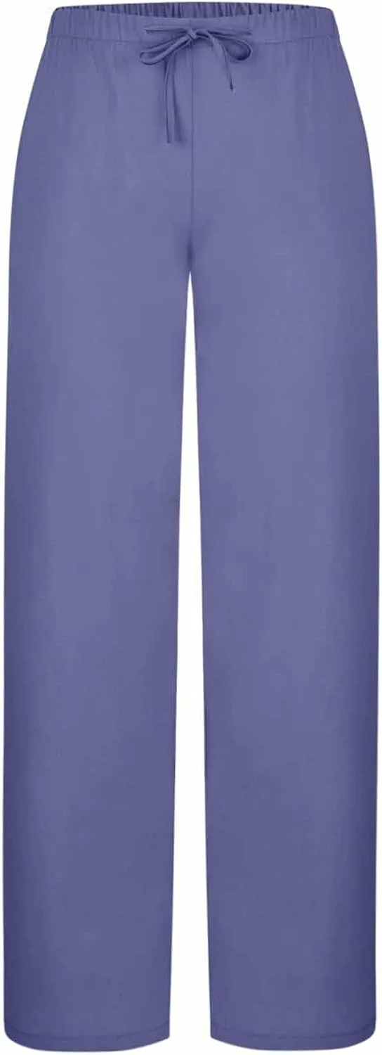 Lounge Pants Women Flowy Beach Pants Linen Palazzo Pants Summer Elastic Pants Workout Soft Pants Long Trousers