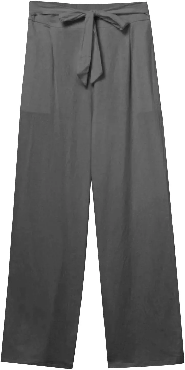 Lounge Pants Women Flowy Beach Pants Linen Palazzo Pants Summer Elastic Pants Workout Soft Pants Long Trousers