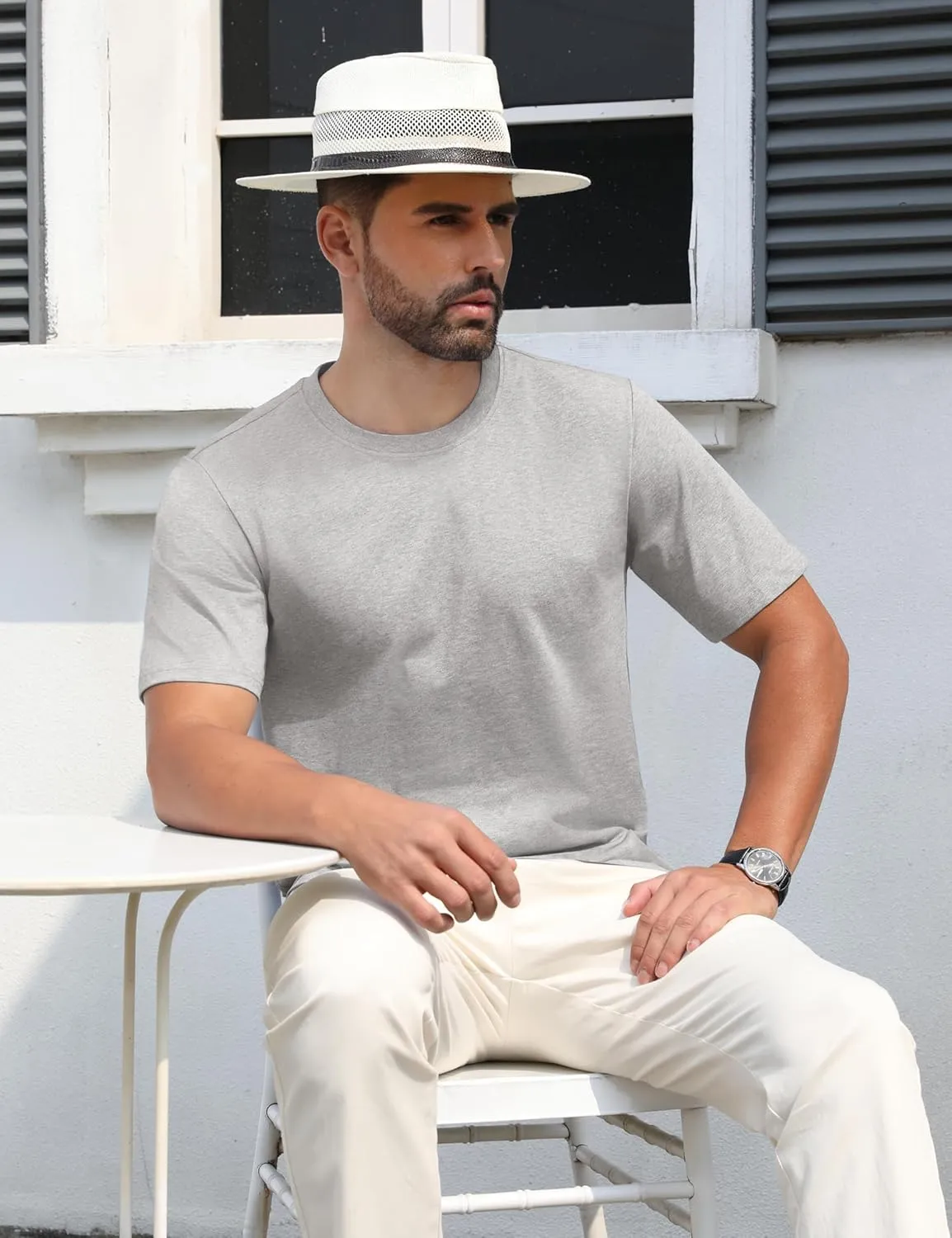 MAGCOMSEN Men's T-Shirts Short Sleeve Crew Neck Cotton Tshirts Casual Summer T Shirts Classic Basic Tees