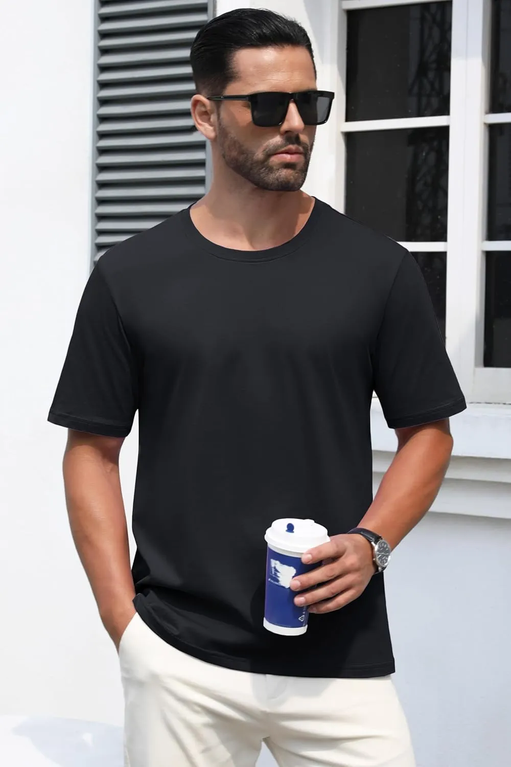 MAGCOMSEN Men's T-Shirts Short Sleeve Crew Neck Cotton Tshirts Casual Summer T Shirts Classic Basic Tees