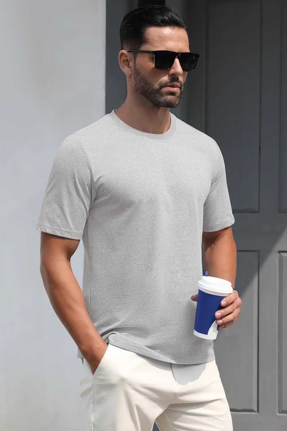 MAGCOMSEN Men's T-Shirts Short Sleeve Crew Neck Cotton Tshirts Casual Summer T Shirts Classic Basic Tees