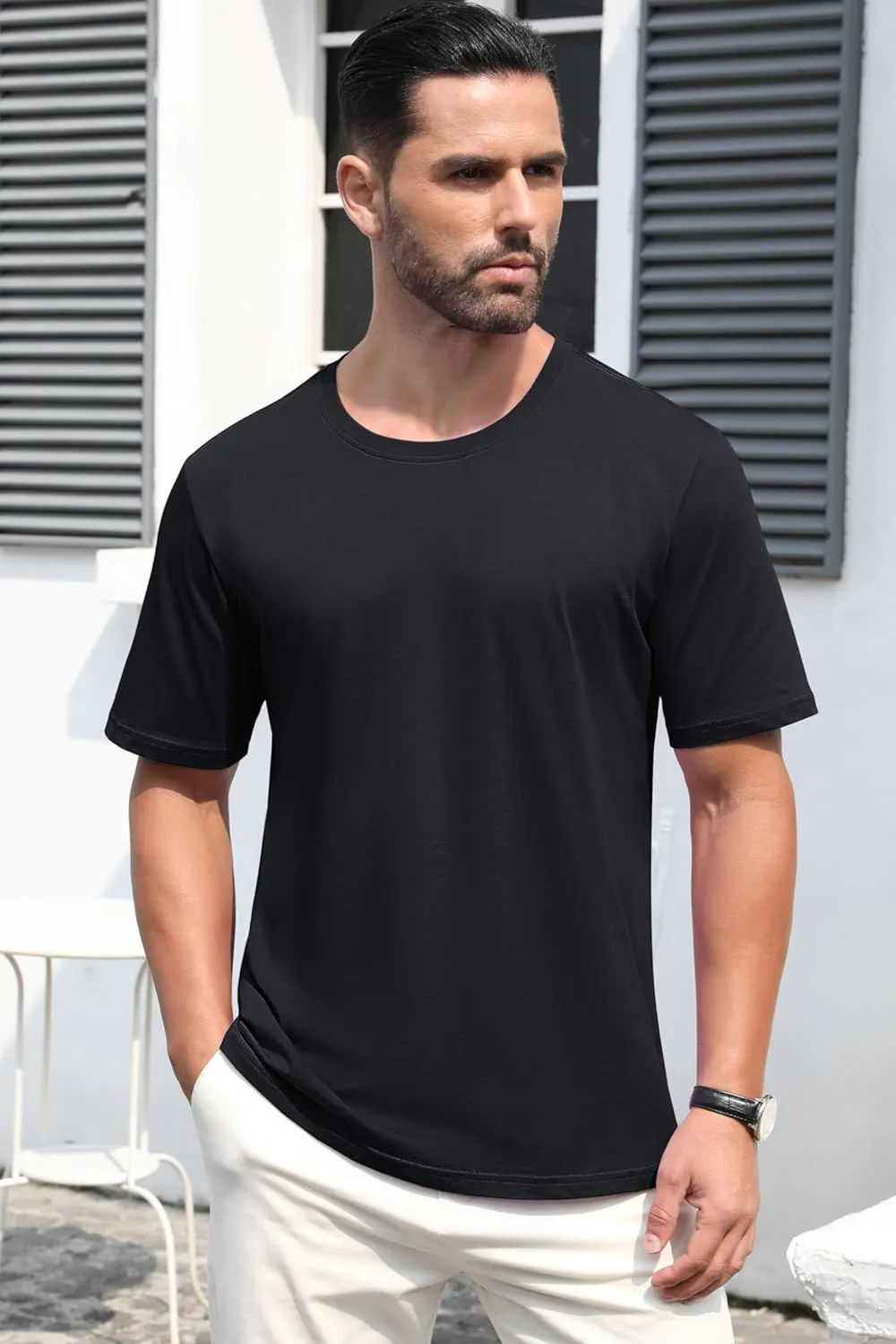 MAGCOMSEN Men's T-Shirts Short Sleeve Crew Neck Cotton Tshirts Casual Summer T Shirts Classic Basic Tees