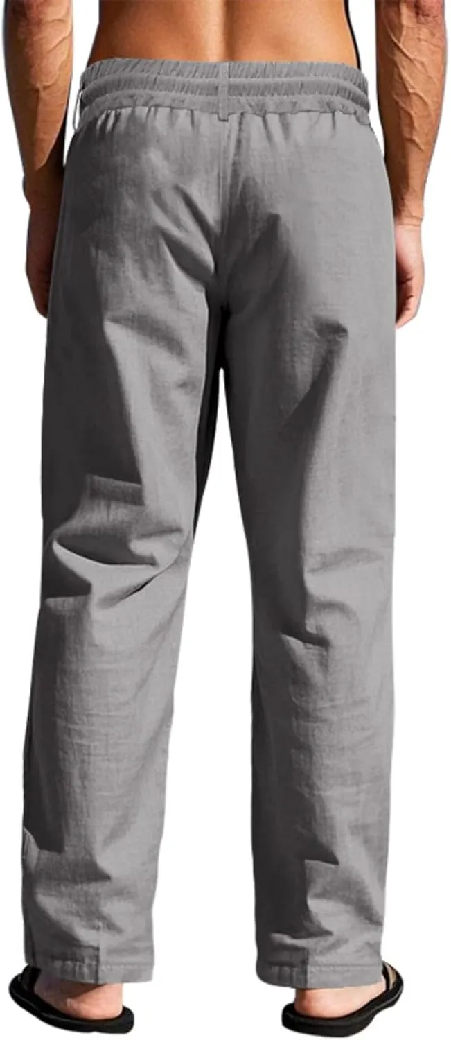 Man Loose Fit Trousers Pants for Man Linen Thin Ruched Straight Leg Basic Long Leg Fall Summer Trousers Pants 2025
