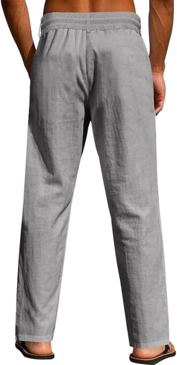 Man Loose Fit Trousers Pants for Man Linen Thin Ruched Straight Leg Basic Long Leg Fall Summer Trousers Pants 2025