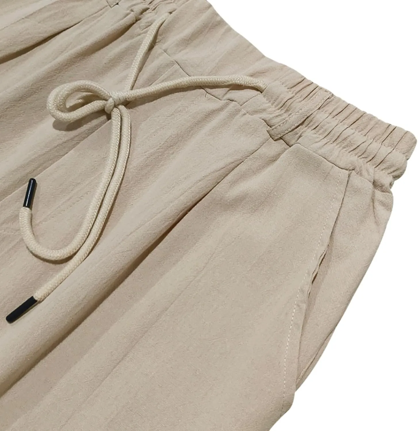 Man Loose Fit Trousers Pants for Man Linen Thin Ruched Straight Leg Basic Long Leg Fall Summer Trousers Pants 2025