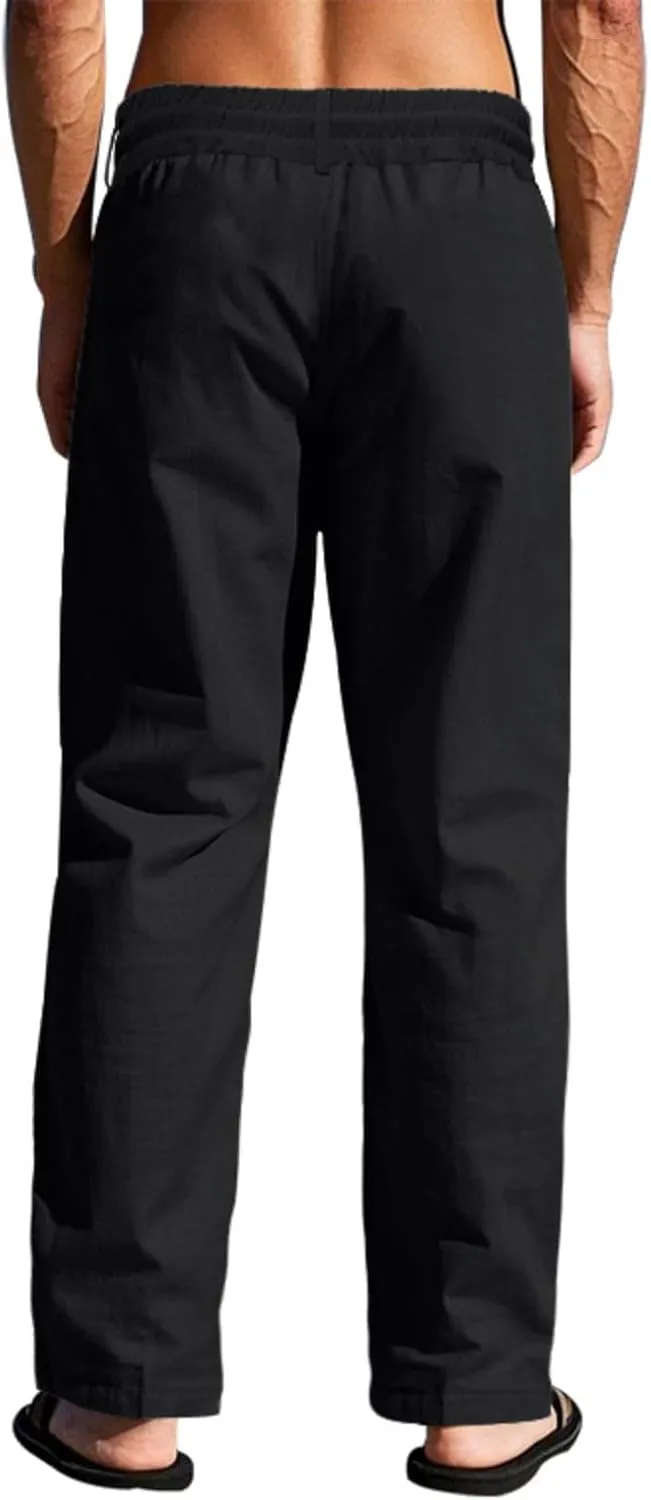 Man Loose Fit Trousers Pants for Man Linen Thin Ruched Straight Leg Basic Long Leg Fall Summer Trousers Pants 2025