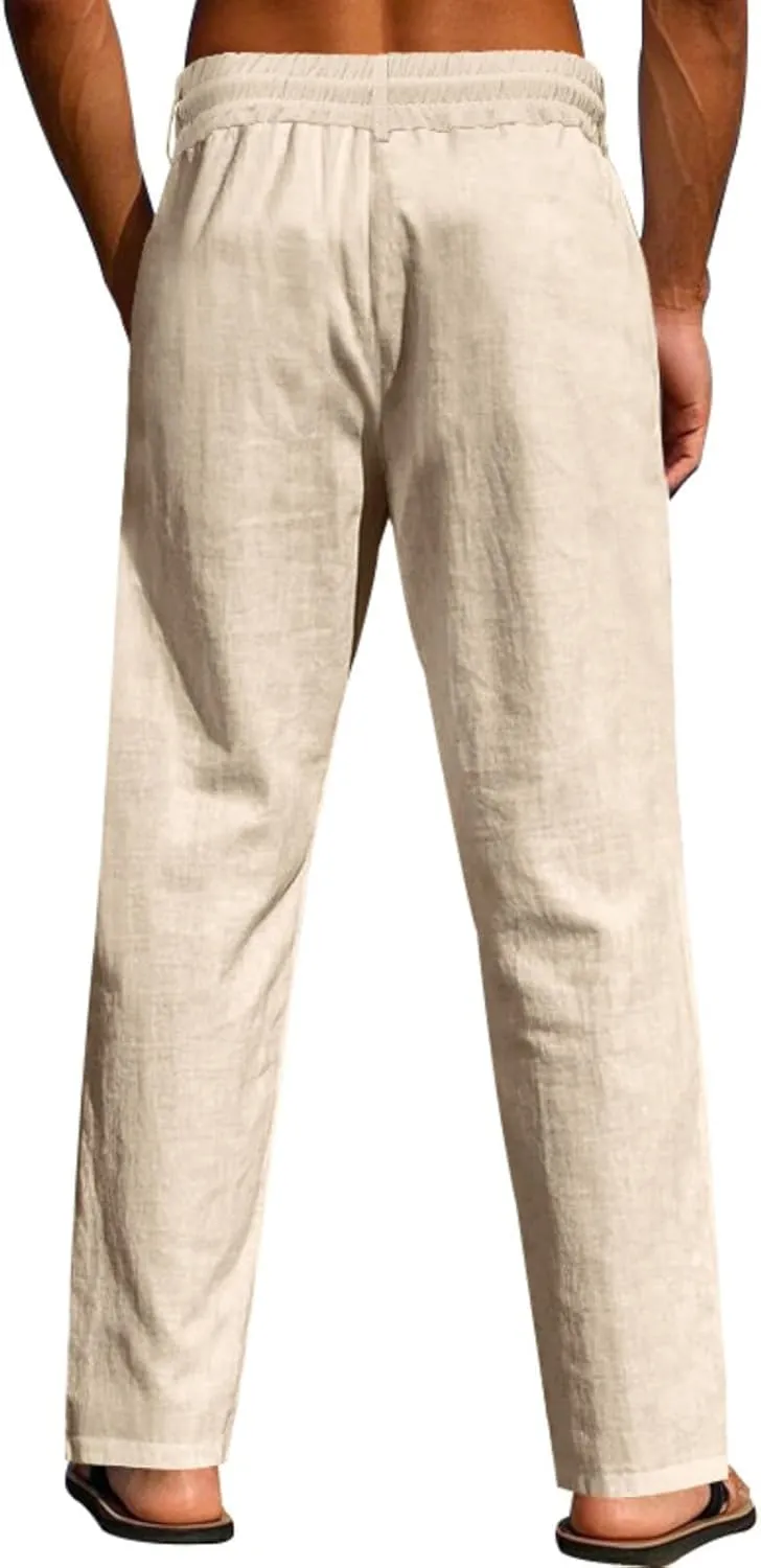 Man Loose Fit Trousers Pants for Man Linen Thin Ruched Straight Leg Basic Long Leg Fall Summer Trousers Pants 2025